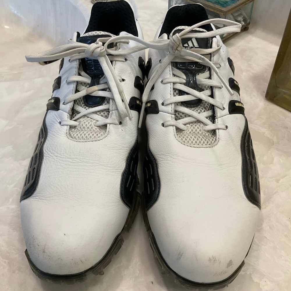 Adidas Grip Zone Golf Shoes, Men’s Size 12, Leather, Black & White - Picture 2 of 13